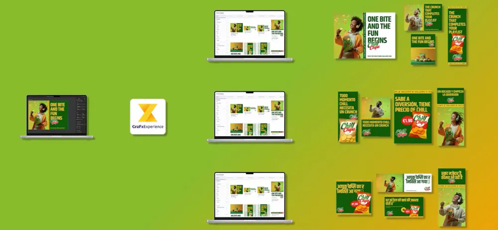 One design transformed into thousands of localized, legally compliant, brand consistent variants.