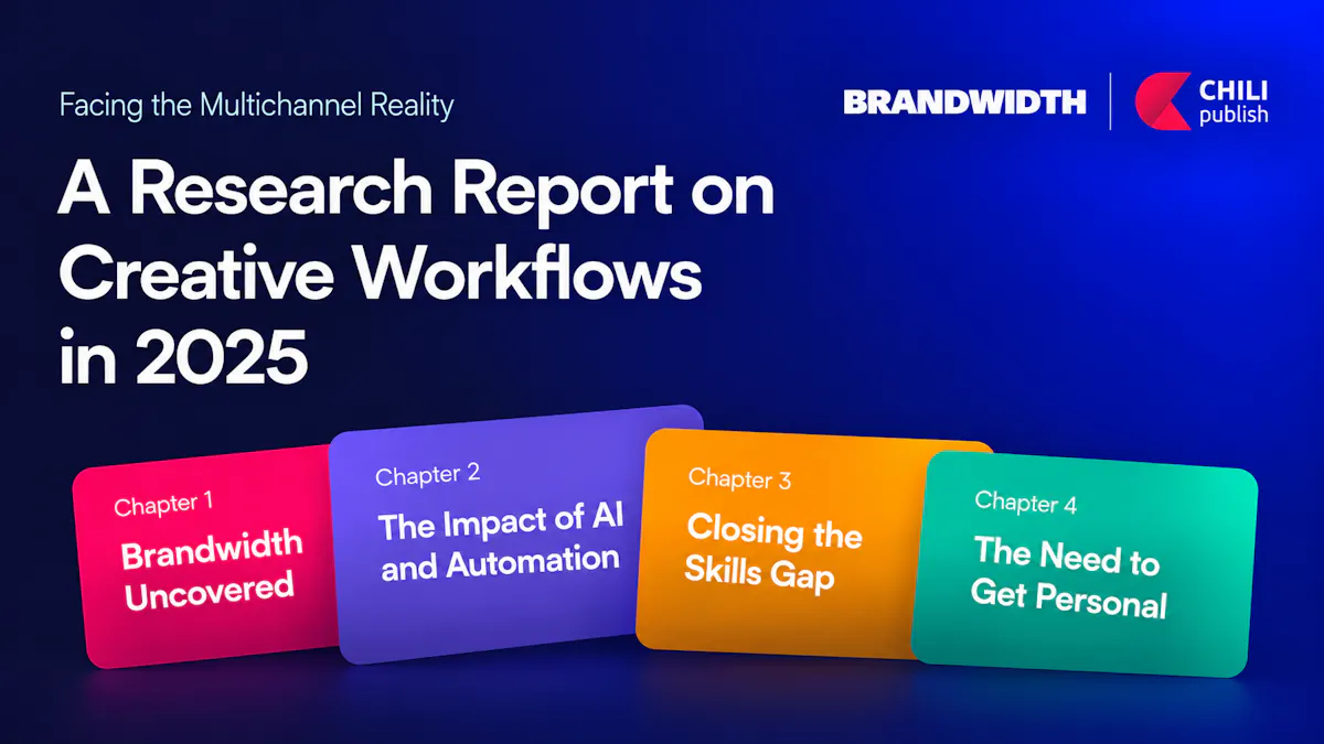 Brandwidth research report on creative workflows in 2025, with chapter cards.