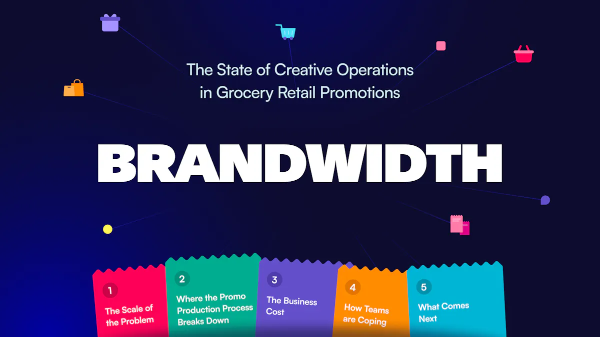 Brandwidth: The State of Creative Operations in Grocery Retail Promotions. Chapters: 1 The Scale of the Problem; 2 Where the Promo Production Process Breaks Down; 3 The Business Cost; 4 How Teams are Coping; 5 What Comes Next.