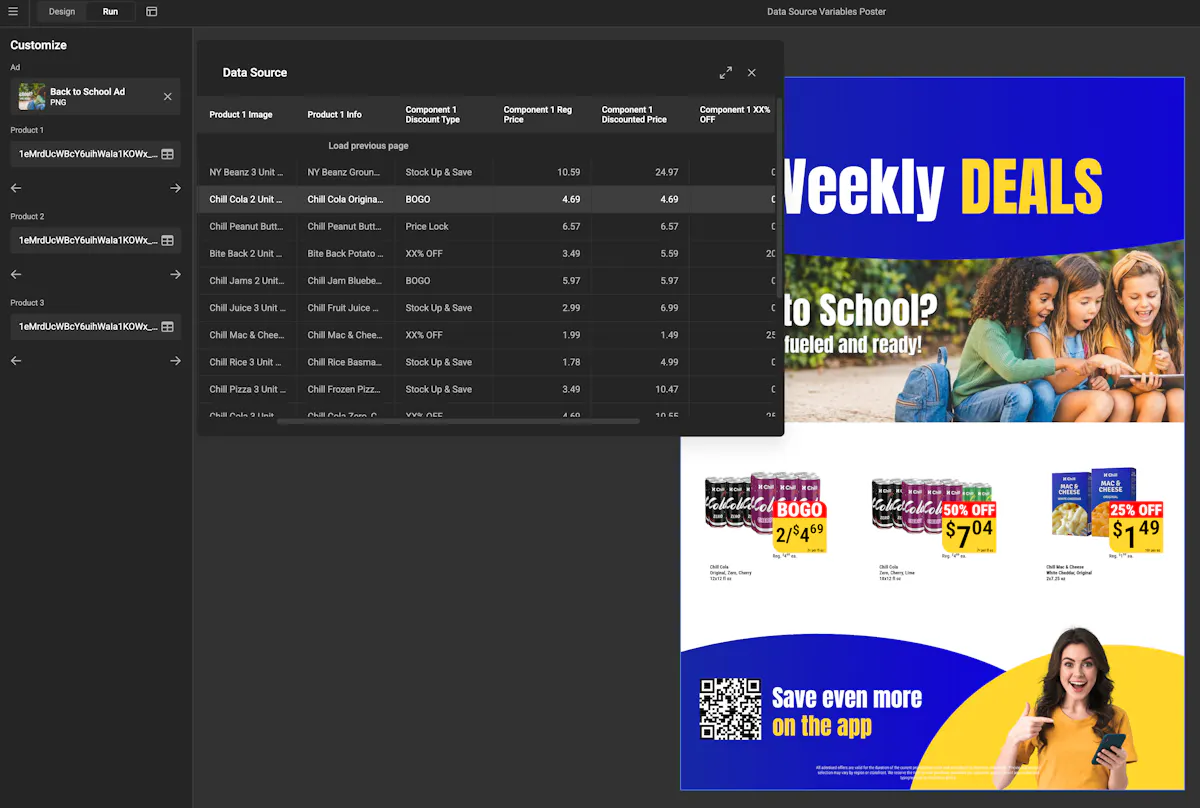 Screen shot of GraFx Studio: Data Source Variables