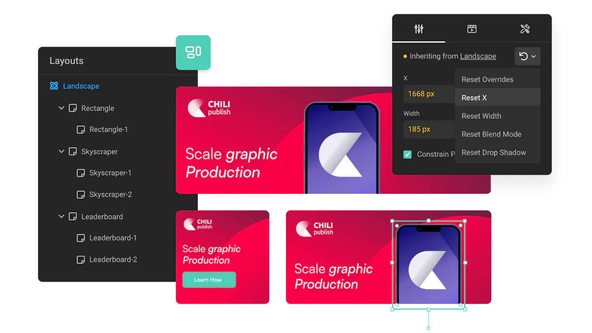 Automatically resized display ad examples